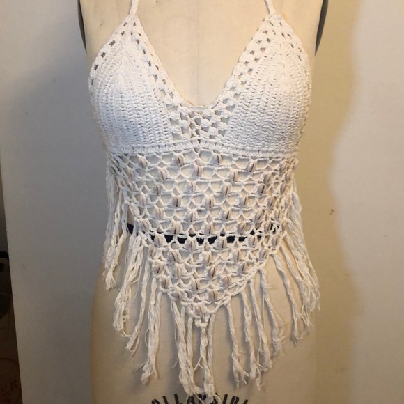 Boho Macrame Top with Shells and Fringe - Picture 3 of 5